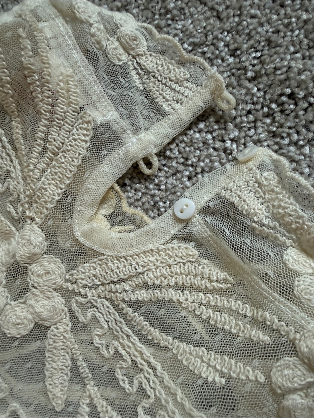 Sundance Catalog Sheer Ivory Floral Lace Long-Sleeve Women's Top size Small - Picture 5 of 6